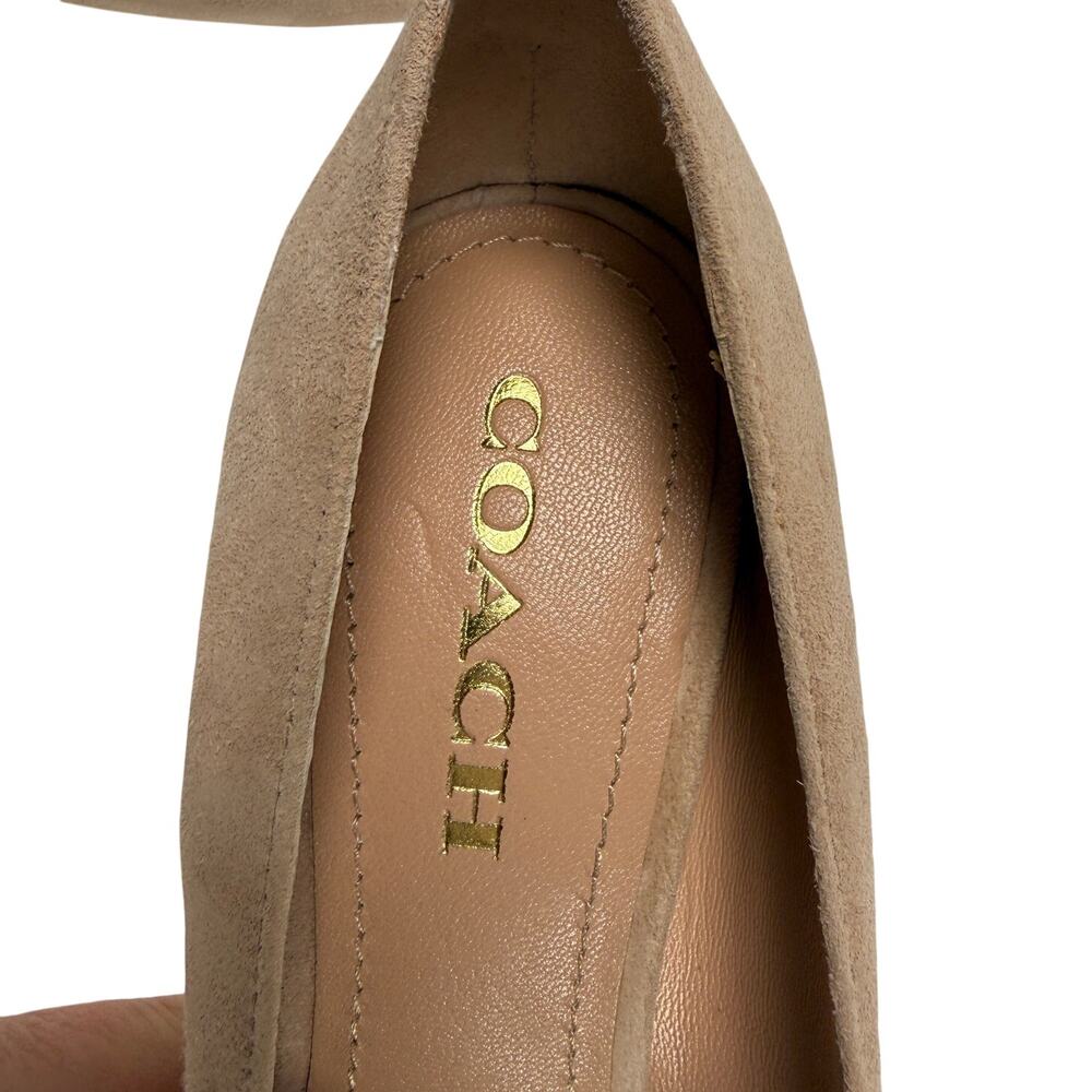 Coach Skyler Suede Pumps Beechwood Nude Stiletto Heel Pointed Toe - Picture 13 of 16
